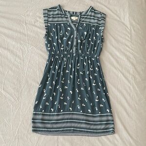 SP LOFT Teal Floral Button-Down Dress